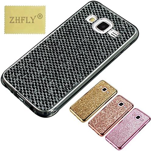 J3/J3 2016/J3 V/J3V/Amp Prime/Express Prime Glitter TPU Case,ZHFLY Electroplated Bumper Bling Soft Cover Case for Samsung Galaxy J3 2015, J3 2016, J3 V, J3V, Amp Prime, Express Prime, Black