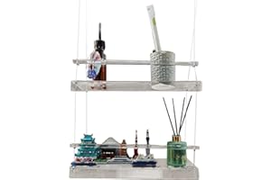 TREETDOBV Multi Tier Window Plant Shelf, Clear Hanging Wall Shelves with Rope, Indoor Transparent Hanging Planter Shelf Displays Storage Rack, Floating Wall Hanger Shelves Hanging Shelf for Living(Two Tier)