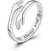 ACJFA Hug Rings for Women Sterling Silver Adjustable Ring for Women Daughter Hand Ring Jewelry for Birthday Gifts Valentines Gifts Holiday Gift for Women Teen Girls