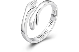 ACJFA Hug Rings for Women Sterling Silver Adjustable Ring for Women Daughter Hand Ring Jewelry for Birthday Gifts Holiday Gift for Women Teens