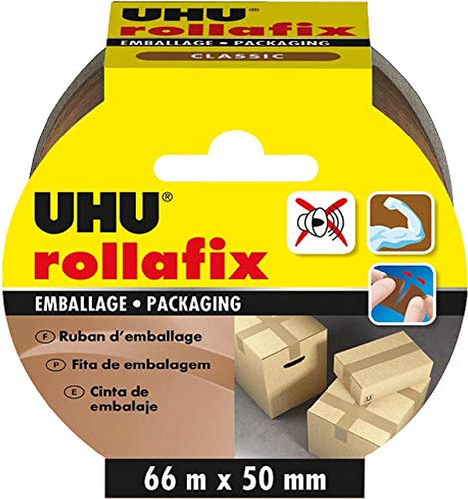UHU Rollafix Brown Packing Tape 66m x 50mm