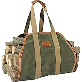 INNO STAGE Firewood Carrier Firewood Bag Heavy Duty Waxed Canvas Log Carrier Tote for Firewood, Large Fire Wood Sling Carrier with Handles for Easy Transport Carrying and Wood Stove Accessories