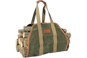 INNO STAGE Firewood Carrier Firewood Bag Heavy Duty Waxed Canvas Log Carrier Tote for Firewood, Large Fire Wood Sling Carrier with Handles for Easy Transport Carrying and Wood Stove Accessories