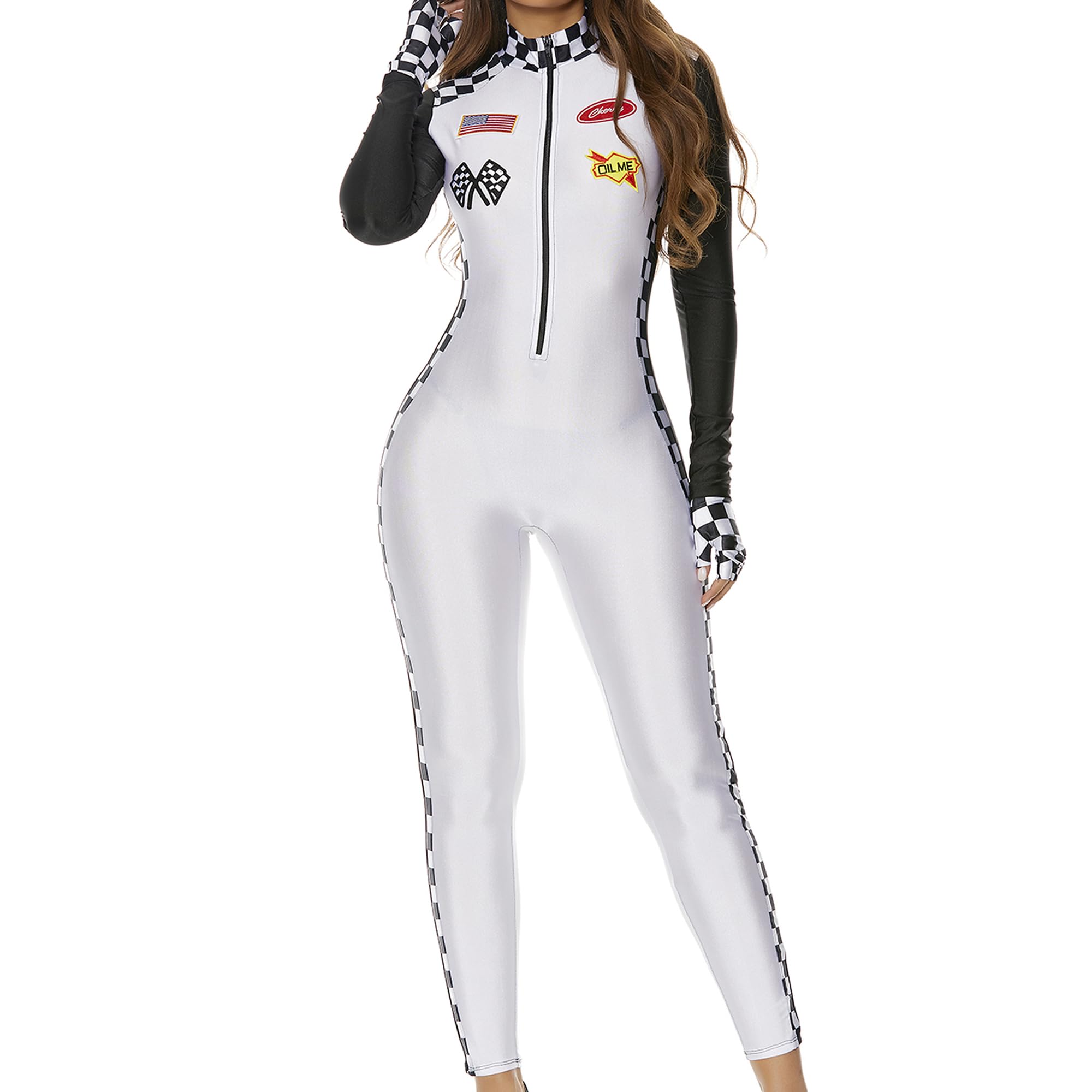 Forplay Women's High Speed Racer Costume Adult Sized, White, S/M