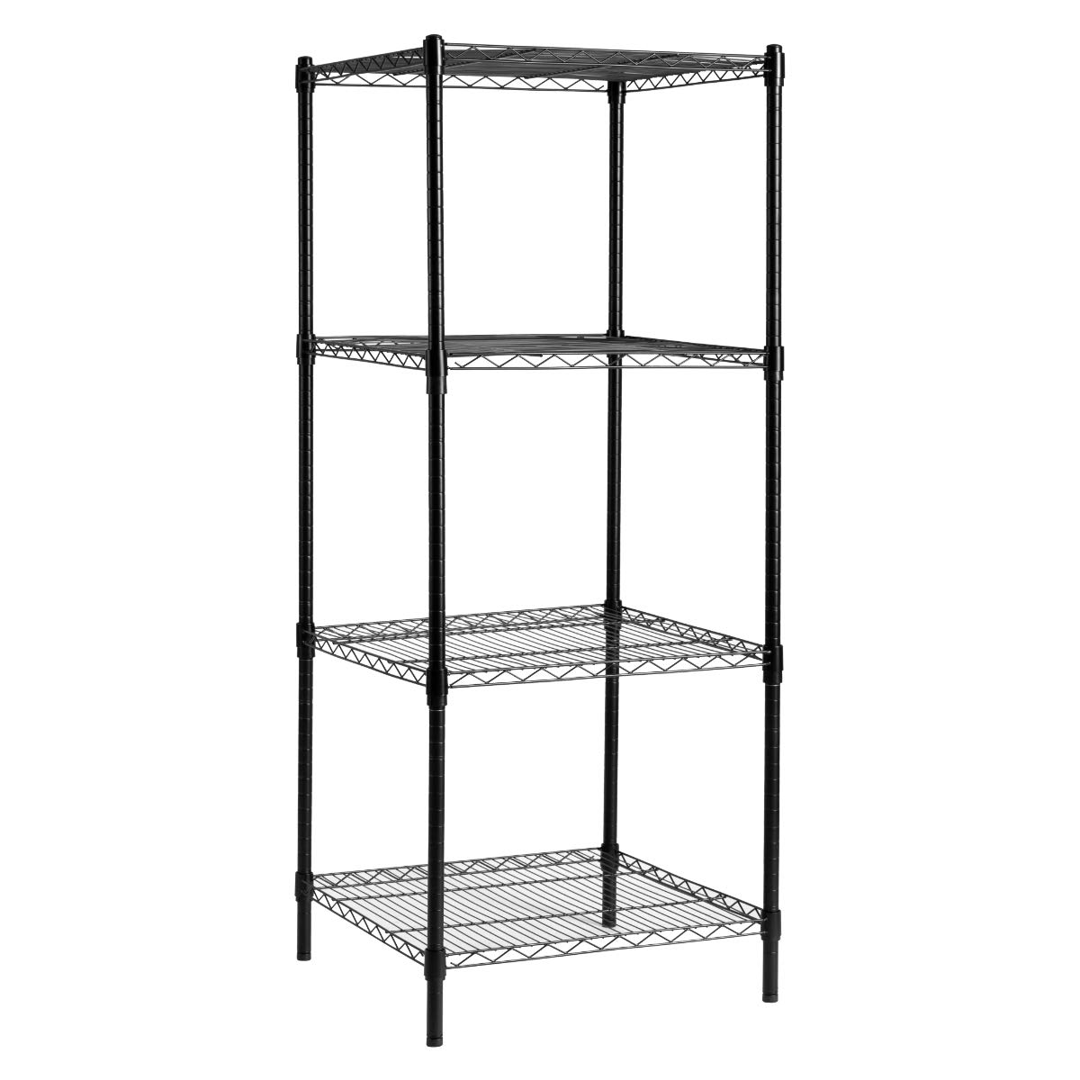 Photo 1 of HollyHOME 4 Shelves Adjustable Steel Wire Shelving Rack, Metal Heavy Duty Storage Shelf, Bathroom Storage Tower Kitchen Shelving, 6060CM