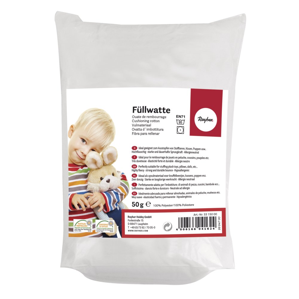 RAYHER Cushioning Cotton, Highly Fluffy, Flakes, Bag 500g, White, 500 g