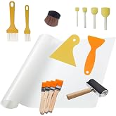 HRJZF 15-Piece Decoupage Tool Set with Brushes, Foam Brush, Roller, Scraper and Mat for DIY Arts, Crafts Projects