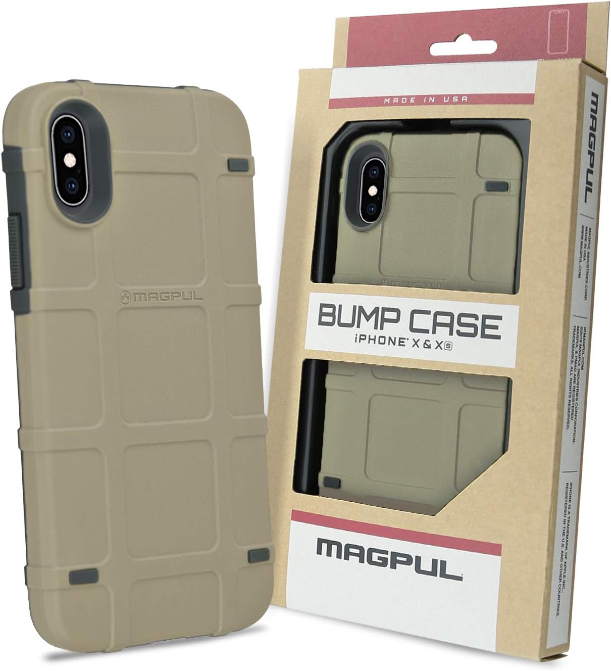 Amazon Com Phone Case Compatible With Apple Iphone X Iphone Xs 5 8 Inch With Tempered Glass Screen Protector Magpul Industries Bump Mag1094 Fde Polymer Cover Retail Packaging Flat Dark Earth