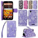 Cellularvilla Wallet Case for ZTE Boost MAX N9520 Shiny Sparking Pu Leather Wallet Card Flip Open Pocket Case Cover Pouch (Purple Glitter)