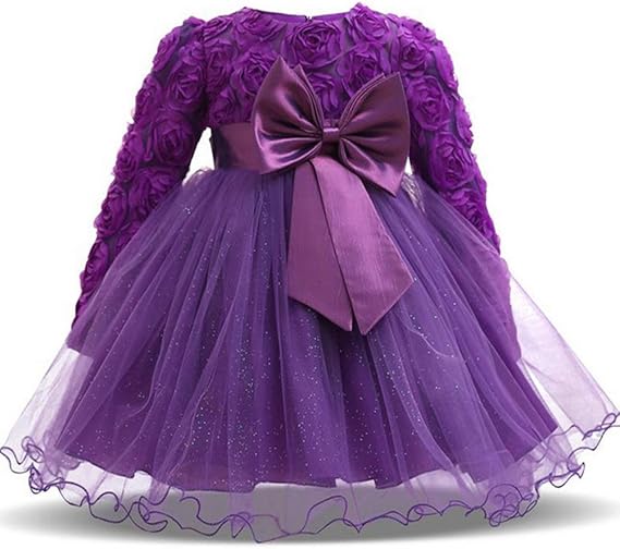 Amazon Co Jp Mornyray ベビー服 ドレス フォーマル 長袖 チュール キッズ服 ワンピース フワフワ ふんわりスカート 花 女の子 フラワー 服 ファッション小物