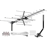Five Star Yagi Satellite HD TV Antenna up to 200 Mile Long Range, Attic or Roof Mount Digital OTA TV Antenna for 4K Supports
