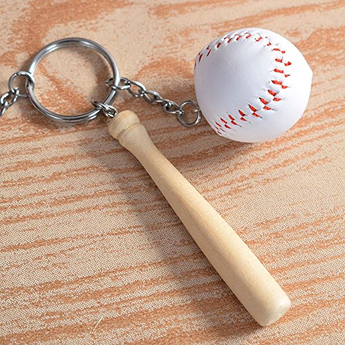 ISKYBOB 4 Pack Mini Baseball Bat Glove Shaped Keychain Creative Keyring Pendant Gift - Thumbnail 7