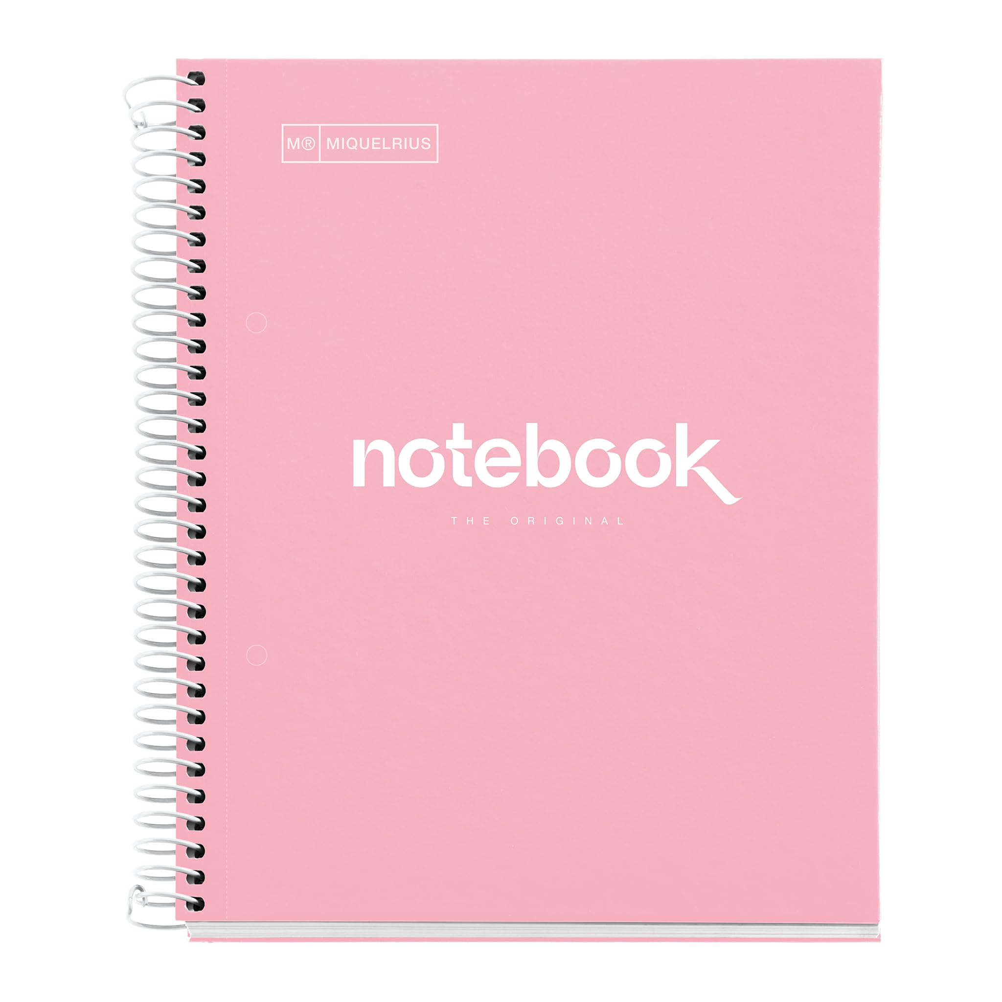 Miquelrius - Notebook A5 dots Notebook, 1 Coloured Strip, 80 Sheets Lined with dots, Paper 90 g/m² Micro-Perforated with 2 Holes for 2 Rings, Cover Made of Cardboard, Colour Pink