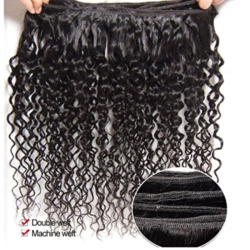 Ali Julia Hair Brazilian Curly Hair 3 Bundles with 13x4 Frontal Lace Clsoure Virgin 100% 7A Unprocessed Human Hair Extensions Natural Color (10 12 14+10 inch)