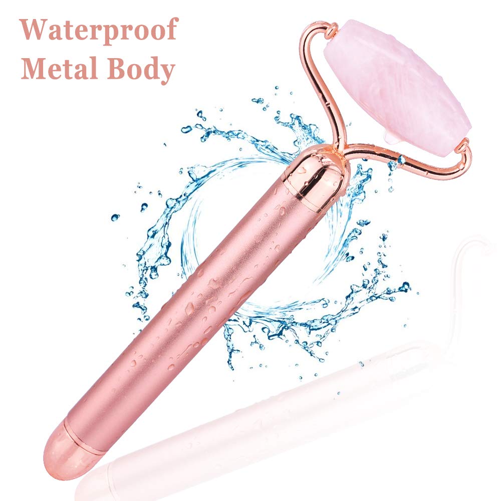 Elektrische Jade Face Roller, YEVIOR 2 in 1 Natürliche Jade Vibration Massagegerät Set,Gesichtsroller und Gesichtsmassager für Gesichts Halshaut Wangen Hautstraffung