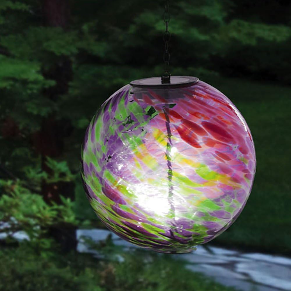 EverGreen Enterprises Hanging Solar Gazing Ball Outdoor Decor, Pink