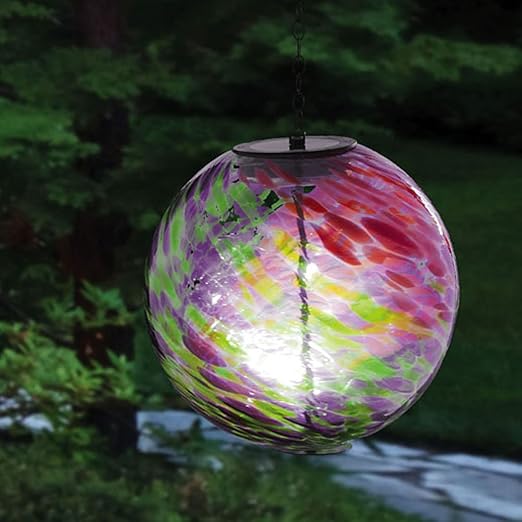 EverGreen Enterprises Hanging Solar Gazing Ball Outdoor Decor, Pink