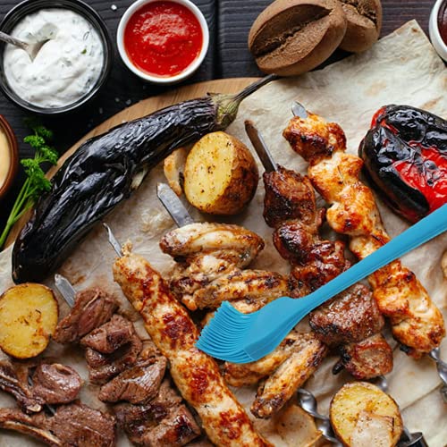 FADIKX 3Pcs Bbq Brushes for Sauce Silicone Basting Pastry Brush Spread Oil Butter Baste Pastries Cakes Meat Sausages Desserts, Food Grade, Dishwasher safe(Blue Red & Yellow)