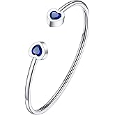 PROSTEEL Birthstone Bracelets for Women, Jan-Dec, Gold Plated Stainless Steel Heart Bangle Cuff, Fit Wrist from 5.5''-7'' in Circumference, Come with Box