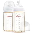 Pigeon PPSU Nursing Baby Bottle Wide Neck, Anti-Colic, Streamlined Body, Natural Feel, Easy to Clean, 8.1 Oz(Pack of 2), Includes 2pcs M Nipples (3m+)