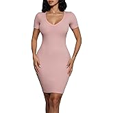 ZERMOM Women's Short Sleeve Dress Casual Ribbed T Shirt Dresses Slim Fit Basic Bodycon Dress