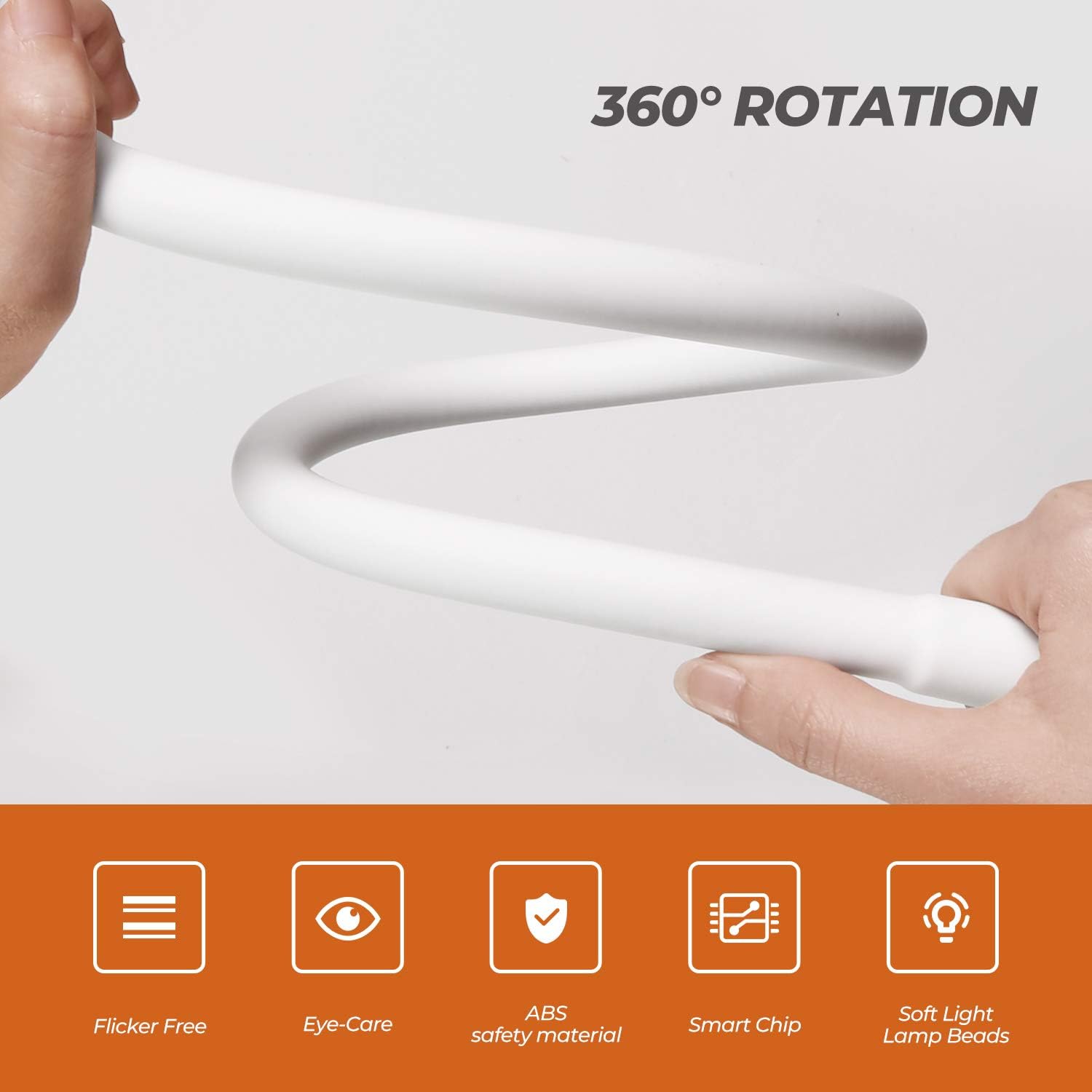 LED Clip on Reading Light/Lamp, Lampstand Cutover Design, Stepless Dimming & 3 Color Modes, 6W Eyes-Care Desk Lamp with Clamp, 360 ° Flexible Gooseneck Bed Night Light for Headboard/Office/Dorm - - 