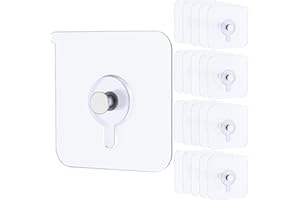 Uniclife 20 Pcs Adhesive Picture Hooks 20 lbs Max 2.2” Load Heavy Duty Picture Hangers Without Nails Wall Hooks for Hanging Transparent Waterproof Frame Hangers Sticky Hooks for Bathroom Kitchen