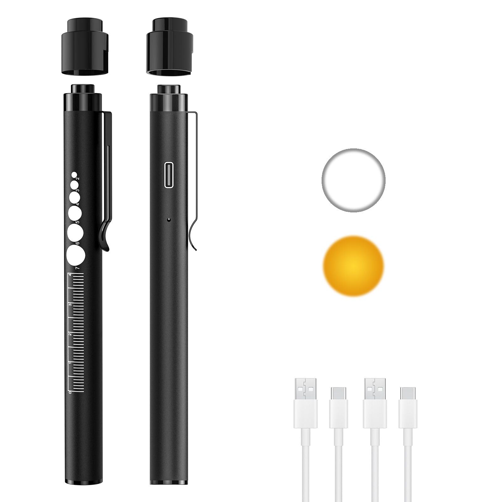 Photo 1 of COSOOS 2 Rechargeable Pen Lights with Pupil Gauge & Ruler, Mini LED Penlights for Nurses Doctor, Warm/White Light with Clip, USB-C Rechargeable Penlight Flashlight Gift for Nursing Student