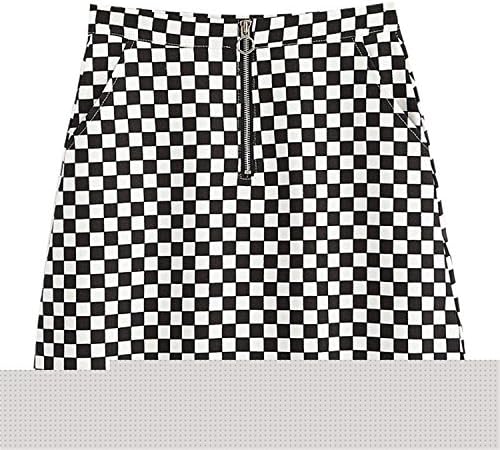 City Flower New Summer Korean Style Black White Plaid High Waist Slim A-Line Female Skirts