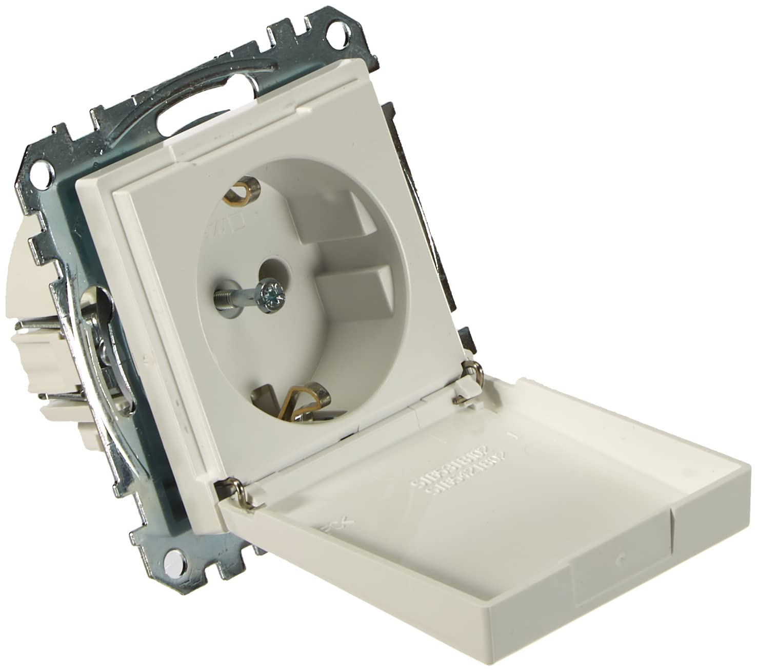 Merten MEG2311 0321 SCHUKO Socket with Hinged Lid, Plug-in Terminals, Active White Glossy, System M