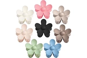 JANFUN Flower Hair Clips 8PCS, Large Claw Clips for Women Girls Thick Thin Hair, Strong Hold Nonslip Big Dasiy Jaw Clamps Matte Hair Accessories 8 Colors