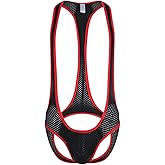 QiaTi Men's Leotard Bodysuit Stretch Wrestling Singlet Jumpsuit Thong One-Piece G-String Underwear