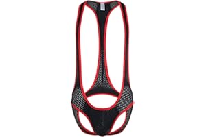 QiaTi Men's Leotard Bodysuit Stretch Wrestling Singlet Jumpsuit Thong One-Piece G-String Underwear