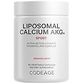 Codeage Liposomal Calcium AKG Supplement - Calcium Alpha-Ketoglutarate - 2-Month Supply - Liposomal Delivery - 1 Capsule Per Serving - Non-GMO, Gluten-Free - 60 Capsules