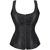 Kranchungel Overbust Corset Top for Women: Corset with Straps Zipper Bustier Themed Parties Costumes for Renaissance Fans