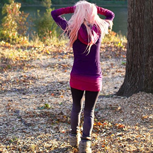 YANG-YI Fashion Women Hoodies Sweatshirts Casual Long Sleeve Hooded Gradient Color Shirt Blouse (M, Purple)