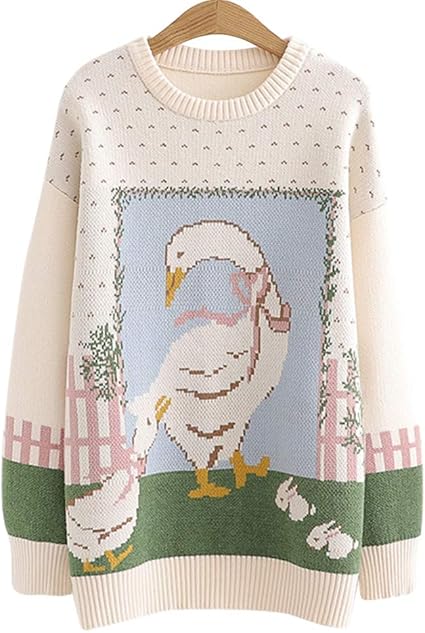 Amazon キャンディ少女 森ガール系 レディース ガールズ ニット セーター パーカー トレーナー ニットパーカー 長袖 少女 トップス ゆったり 可愛い ホワイト 防寒 春 秋 カジュアル トレーナー パーカー 通販