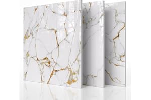 NAEIRON 10-Pack Peel and Stick Marble Wall Tiles - 12" x 12" (9.68 Sq. Ft.), Tangerine White Self-Adhesive PVC Waterproof Shower Panels, Shower Tiles, Peel and Stick Backsplash Tiles for Bathroom & Kitchen