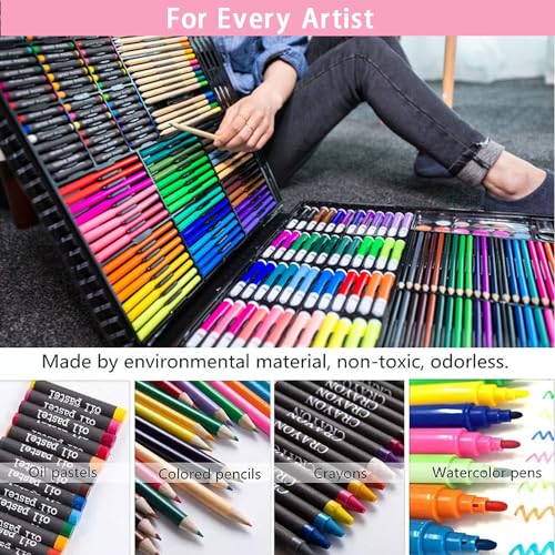 Set de Arte Profesional 288 Piezas, Kit de Dibujo Colores Profesionales, Colores de Dibujo de Boceto y Dibujo de Arte kit, Colorear, Ideal Regalo para Niños y Niñas, Adultos, Principiantes y Artistas