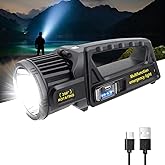 1300000 L Spotlight, Rechargeable Led Spotlight Flashlight with 350° Rotate Head, 9 Modes Super Bright Spot Lights Outdoor Handheld, IPX6 Waterproof Solar Flashlight for Emergencies
