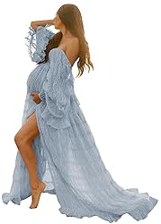 Boho Maternity Dresses for Photoshoot Tulle Robes
