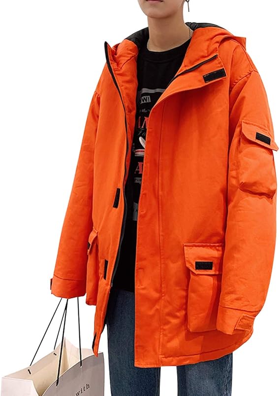 Amazon Jearey 中綿ジャケット メンズ モッズコート ジャケット ロング アウター 冬服 無地 厚手 中綿 暖かい 防寒 アウターウエア ボリュームネック フード付き シンプル 3色 M 5xl展開 コート ジャケット 通販