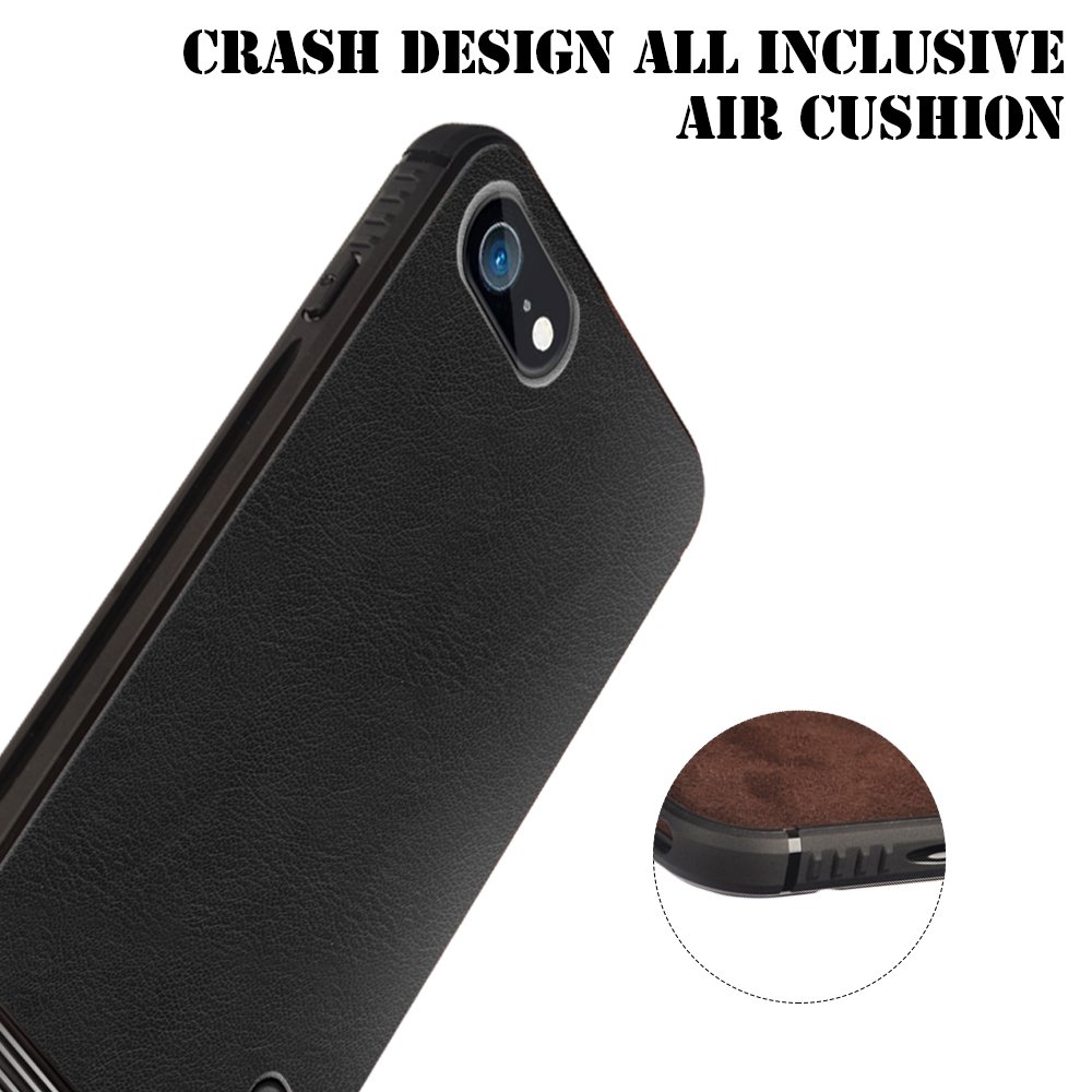 iPhone 7/8 case, MagicSky Ultra Slim Premium PU Leather Shock-absorbing Protective Bumper Case Cover with Built-in Nickel Metal Plate work with Universal Magnetic Phone Car Mount Holder - Black