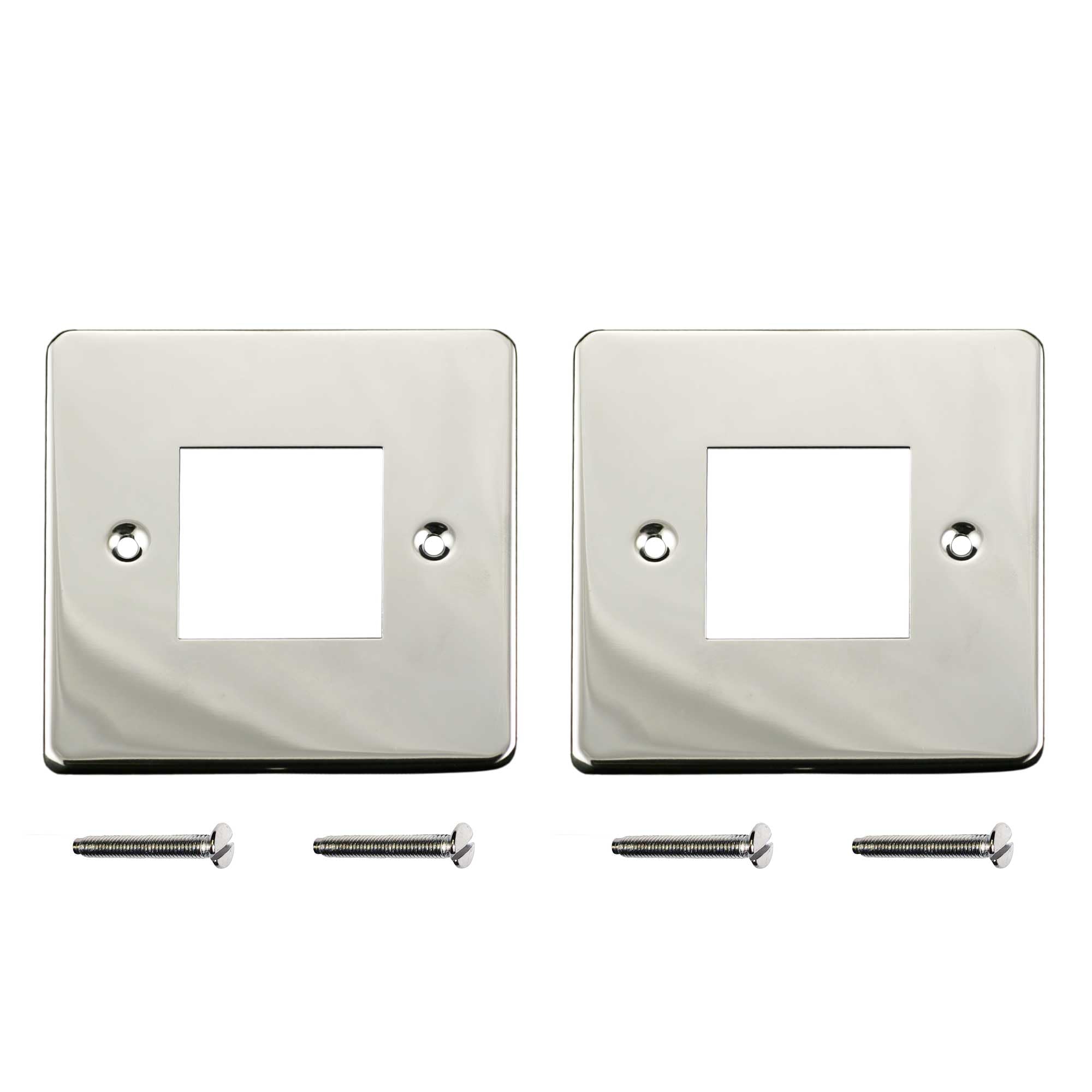 ElekTek Twin Pack Chrome Plated Double Modern Light Switch Polished Metal Cover Plate Conversion - No Wiring or Switch Removal Necessary