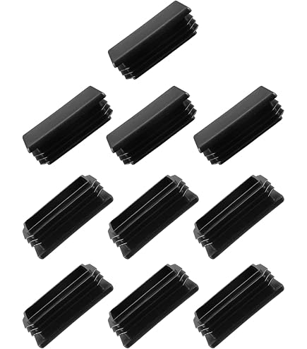 24 PCS Black Rectangular Tube Plugs - 1-1/2 X 1/2 Inch Rubber Chair Leg Caps For Furniture Protection