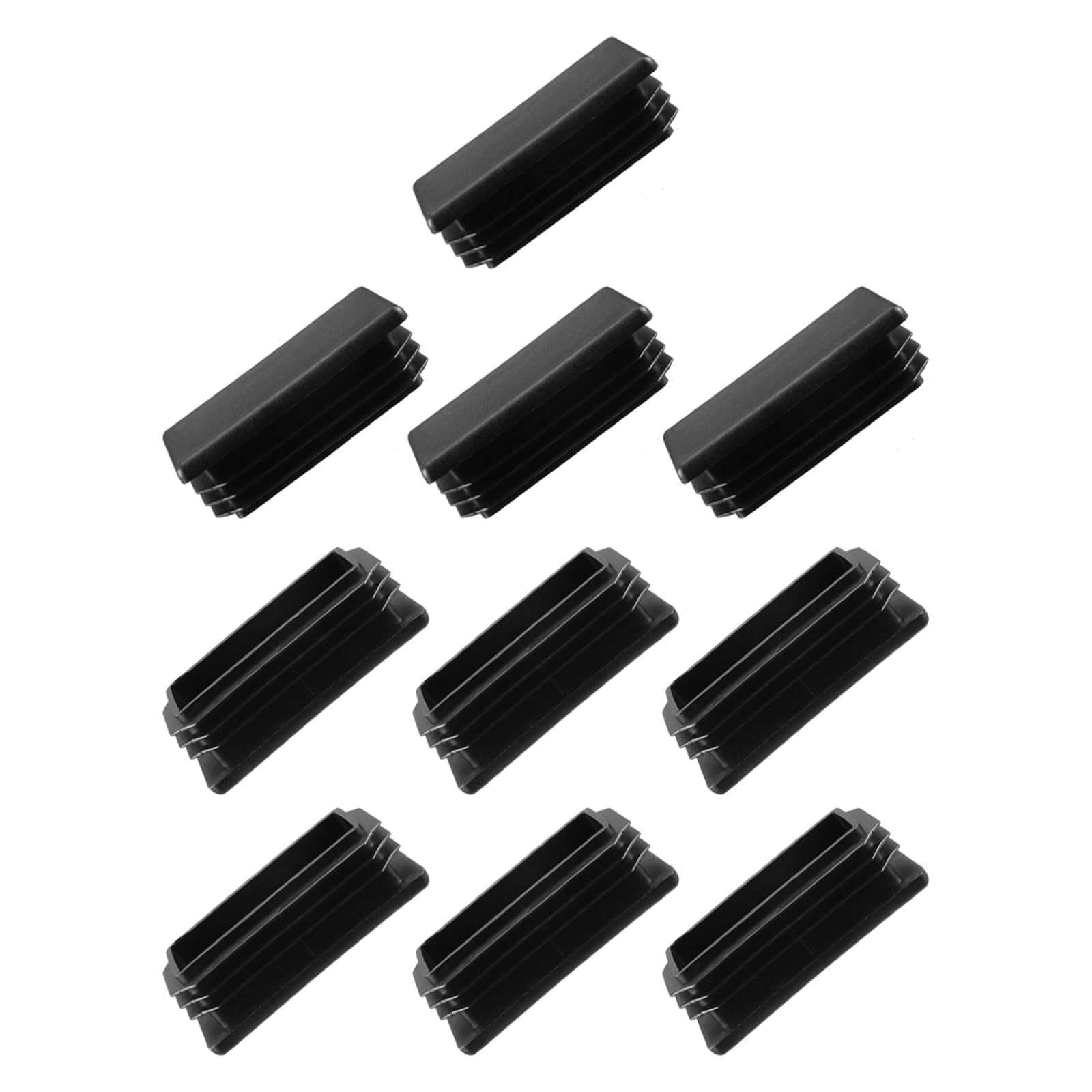 METALLIXITY Rectangle End Caps (60 x 30mm) 10Pcs, Plastic Rectangle Tube Inserts Threaded End Blanking Caps Protector - for Furniture Table Chair Legs, Black