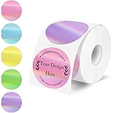 YEGAWEN 2" Circle Holographic Thermal Label Stickers, Round Printable Rainbow Glitter Thermal Printer Sticker Labels for Gift Wrapping- Spring Color/ 5 Colors