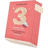 numbuzin No.3 Sheet Mask | 5 Sheets | Tingle-Pore Softening Sheet Mask | Pore Minimizing, Skin Softening Face Mask with Bifidax | Hydrates, Smooths Rough, Bumpy Skin, Improves Glow | Korean Skincare