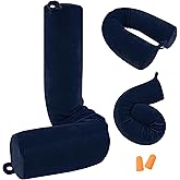 PG6 Twist Memory Foam Travel Pillow for Neck, Chin, Lumbar and Leg Support-for Travling on Airplane, Train, Bus or at Home-Adjustable, Bendable Roll Pillow with Washable Soft Cover
