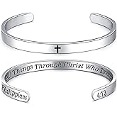 MUERDOU Inspirational Cuff Bracelet Bangle for Women Christian Bible Verse Bracelet Prayer Faith Religious Stainless Steel Bangle Gifts for Her
